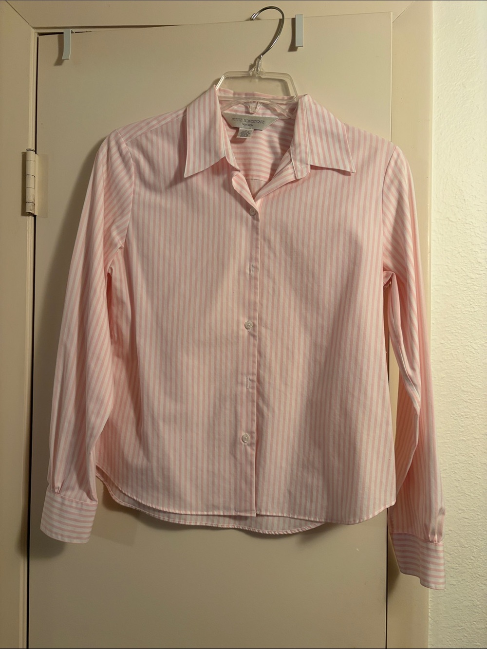 Petite Sophisticate Pink Striped Dress Shirt